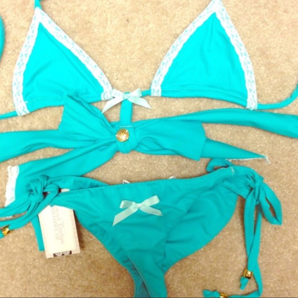 House of smooch custom teal bikini small